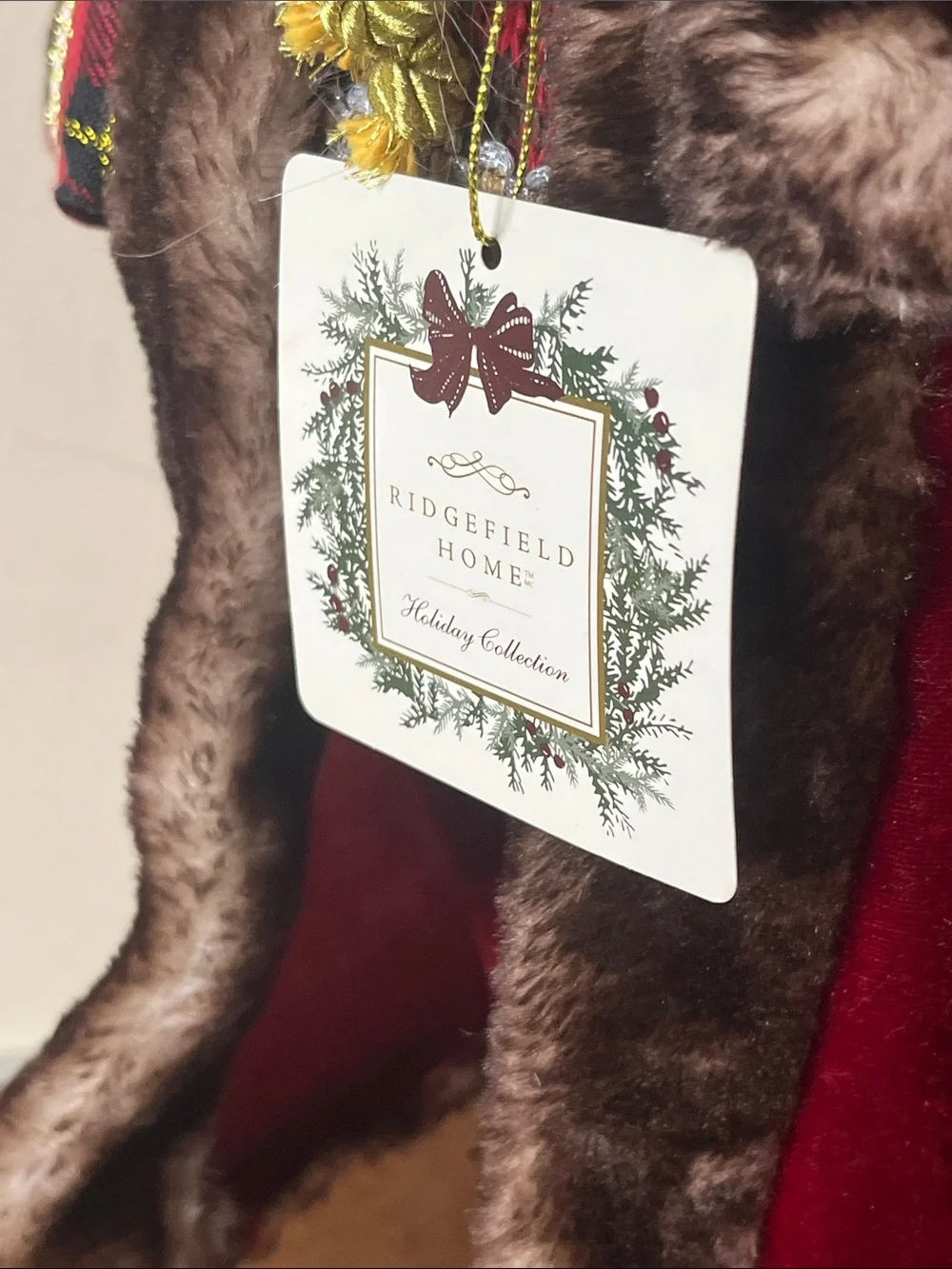 Classic Red Velvet Santa Figurine with Faux Fur Trim